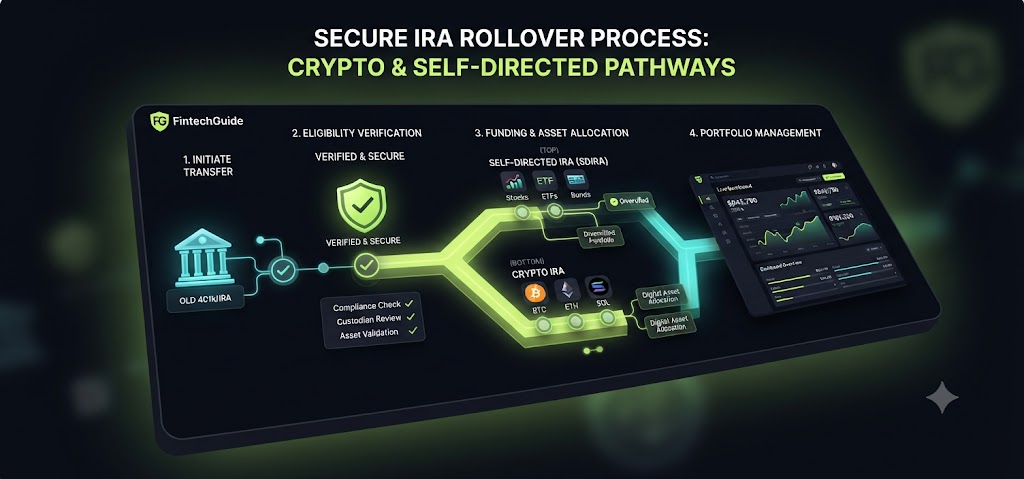 Crypto IRA and Self-Directed IRA Transfer Guidance Diagram - FintechGuide